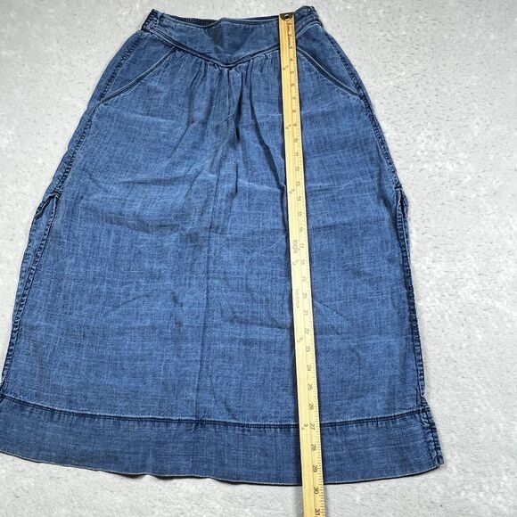 Aritzia Wilfred Gabrielle Skirt Size 2XS Blue Midi Linen Blend Denim Pockets - Picture 7 of 12